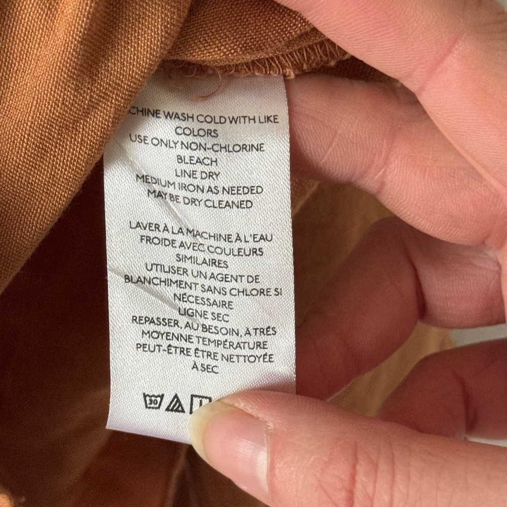 Anthropologie Pilcro Ruffled Placket Shirt in Ochre size Small - Picture 11 of 13